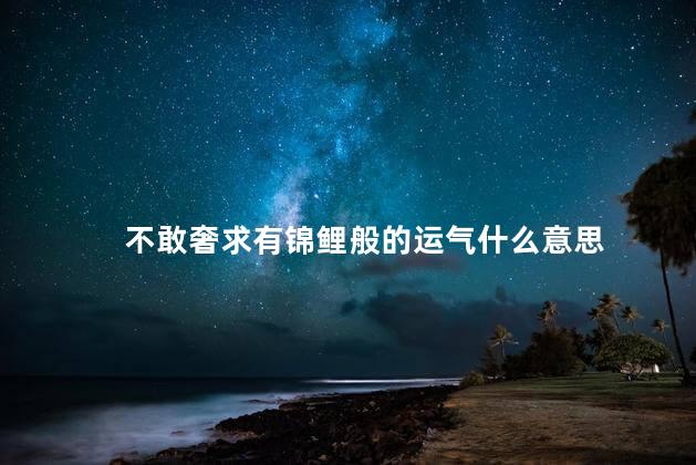 不敢奢求有锦鲤般的运气什么意思
