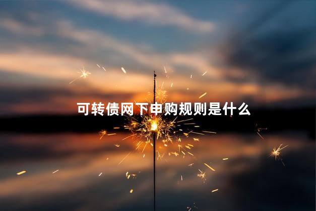 可转债网下申购规则是什么