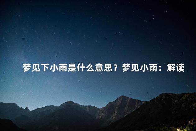 梦见下小雨是什么意思？梦见小雨：解读淅淅沥沥的润泽之梦